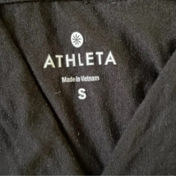 Athleta‎ Windward Wrap Dress Midi Flowy Black Stretchy Jersey Knit Size small - Picture 4 of 8